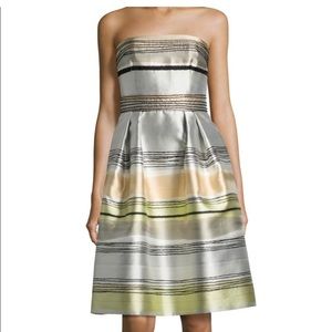 🎉 Carmen Marc Valvo beaded satin cocktail dress.